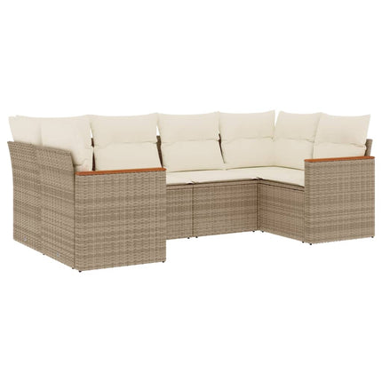 Soffgrupp för trädgården med dynor 6 delar beige konstrotting