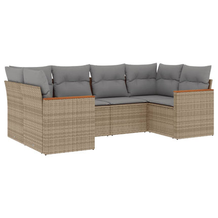 Soffgrupp för trädgården med dynor 6 delar beige konstrotting