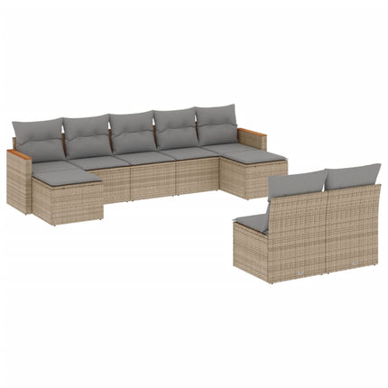 Soffgrupp för trädgården med dynor 9 delar beige konstrotting