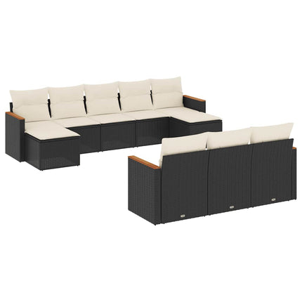 Loungegrupp 10 delar med svarta dynor konstrotting