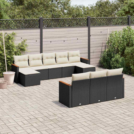 Loungegrupp 10 delar med svarta dynor konstrotting