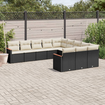 Patio Sofa Set 11-sits Black and Cream