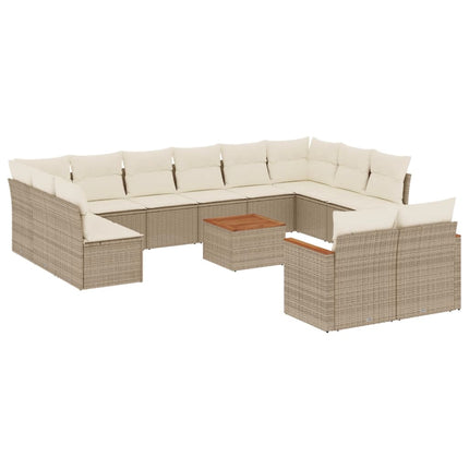 Soffgrupp för trädgården med dynor 13 delar beige konstrotting