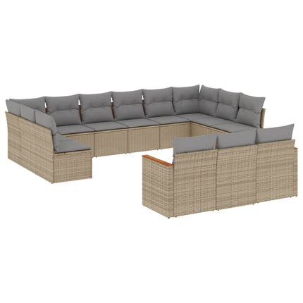 Soffgrupp för trädgården med dynor 13 delar beige konstrotting
