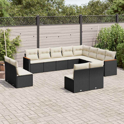 Loungegrupp med dynor 12 delar svart konstrotting