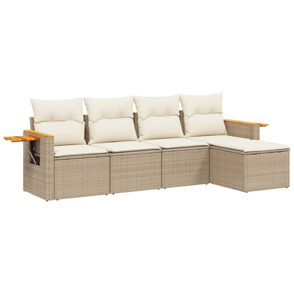 Soffgrupp för trädgården med dynor 5 delar beige konstrotting