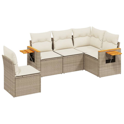 Soffgrupp för trädgården med dynor 5 delar beige konstrotting