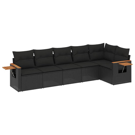 Loungegrupp med dynor 6 delar svart konstrotting