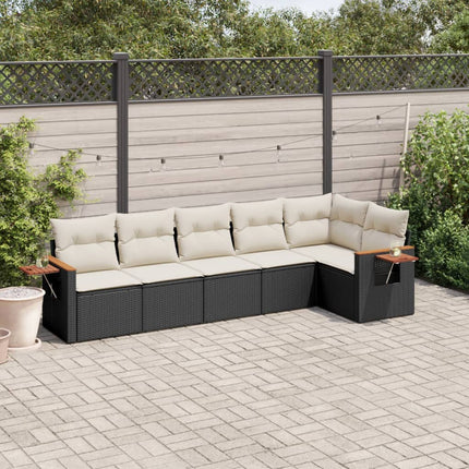 Loungegrupp med dynor 6 delar svart konstrotting
