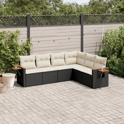 Loungegrupp med dynor 6 delar svart konstrotting