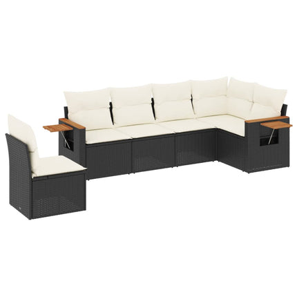 Loungegrupp med dynor 6 delar svart konstrotting