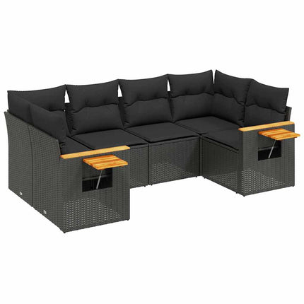 Loungegrupp med dynor 6 delar svart konstrotting