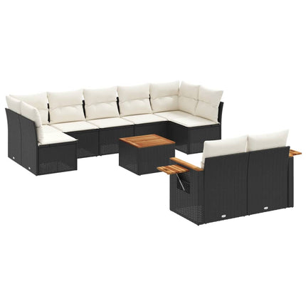 Loungegrupp 10 delar med svarta dynor konstrotting