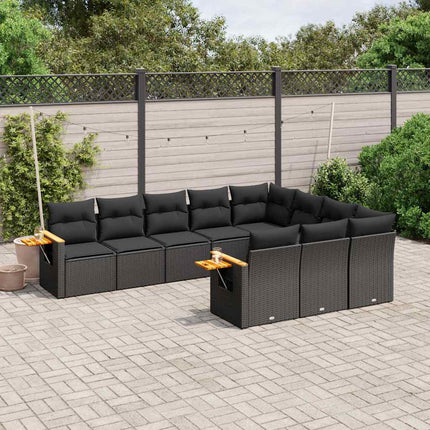 Loungegrupp 10 delar med svarta dynor konstrotting