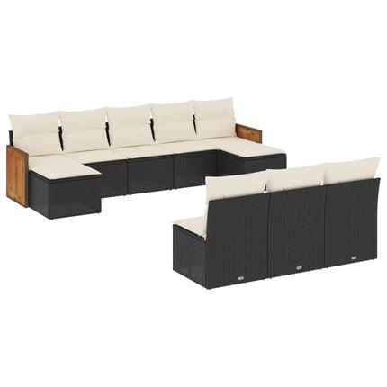 Loungegrupp 10 delar med svarta dynor konstrotting