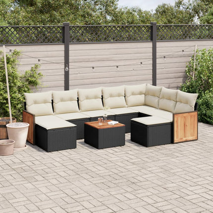 Loungegrupp 10 delar med svarta dynor konstrotting