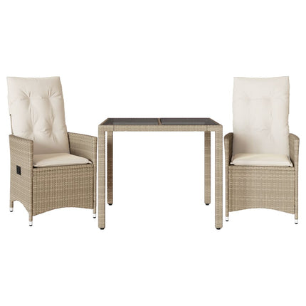 Bistrogrupp med dynor 3 delar beige konstrotting