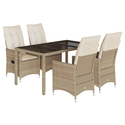 Matgrupp för trädgården med dynor 5 delar beige konstrotting