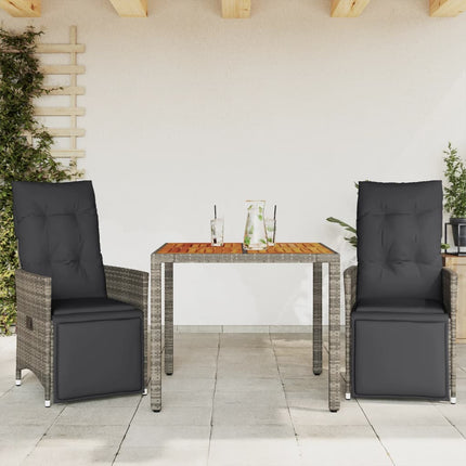 Caféset med dynor 3 delar konstrotting grå