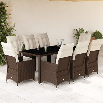 Caféset med dynor 9 delar konstrotting brun