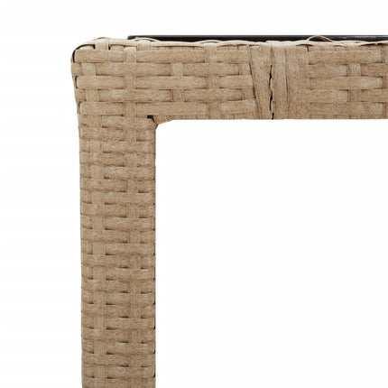 Caféset för trädgården 3 delar med dynor beige konstrotting