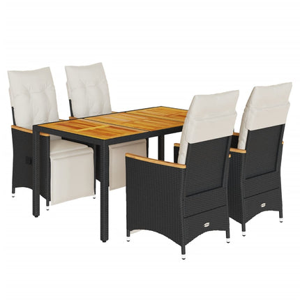 Caféset med dynor 5 delar konstrotting svart