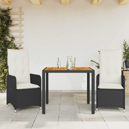 Caféset med dynor 3 delar konstrotting svart