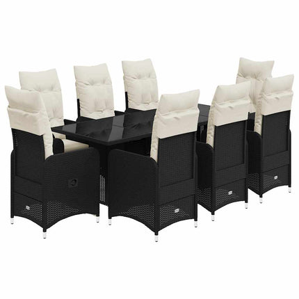 Caféset med dynor 9 delar konstrotting svart