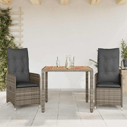 Caféset med dynor 3 delar konstrotting grå