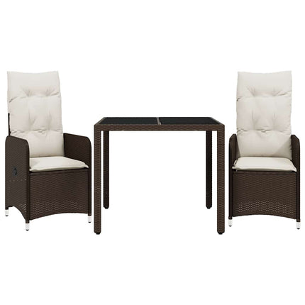 Caféset med dynor 3 delar brun konstrotting