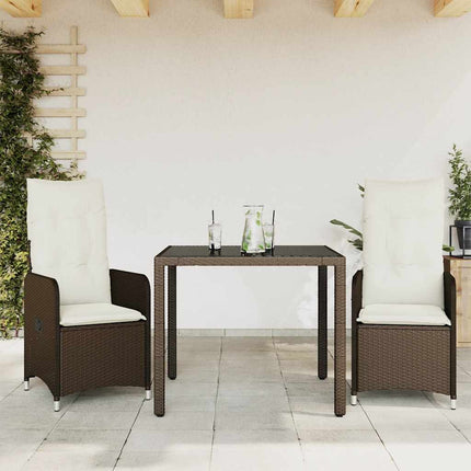 Caféset med dynor 3 delar brun konstrotting