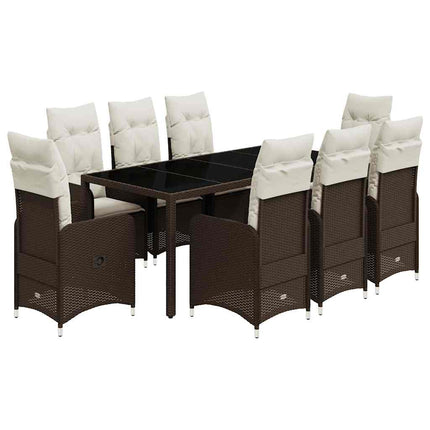 Caféset med dynor 9 delar konstrotting brun