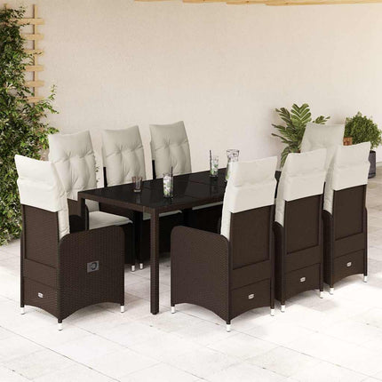 Caféset med dynor 9 delar konstrotting brun