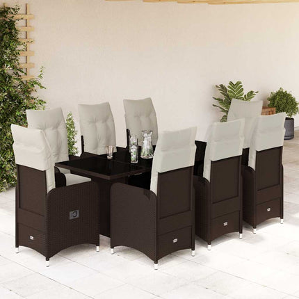 Caféset med dynor 9 delar konstrotting brun