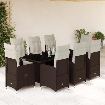 Caféset med dynor 9 delar konstrotting brun