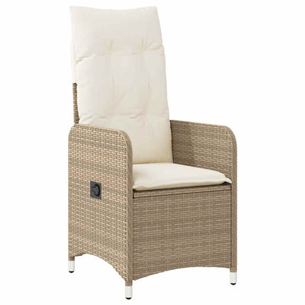 Caféset för trädgården 5 delar med dynor beige konstrotting