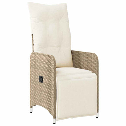 Caféset för trädgården 7 delar med dynor beige konstrotting