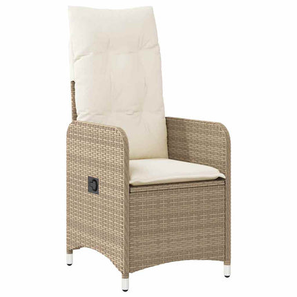 Caféset för trädgården 7 delar med dynor beige konstrotting
