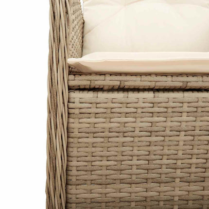 Caféset för trädgården 9 delar med dynor beige konstrotting