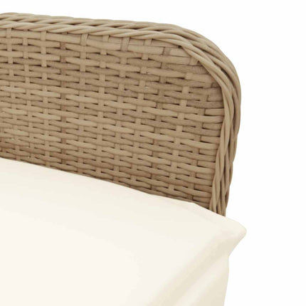 Caféset för trädgården 9 delar med dynor beige konstrotting