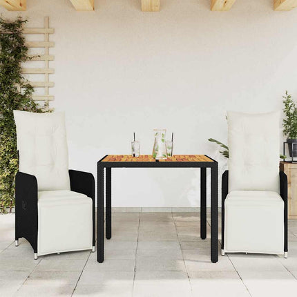 Caféset med dynor 3 delar konstrotting svart
