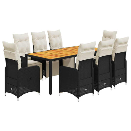 Caféset med dynor 9 delar konstrotting svart