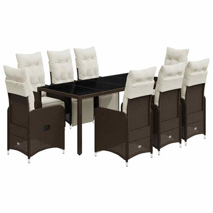 Caféset med dynor 9 delar konstrotting brun