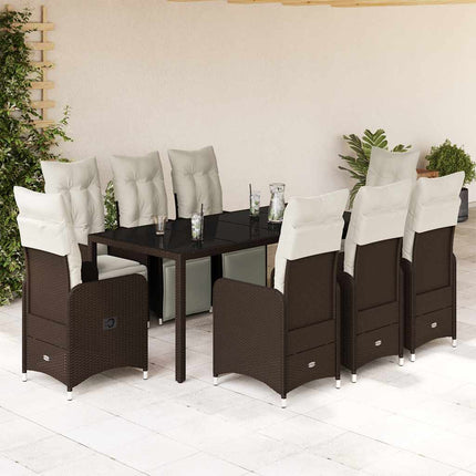 Caféset med dynor 9 delar konstrotting brun