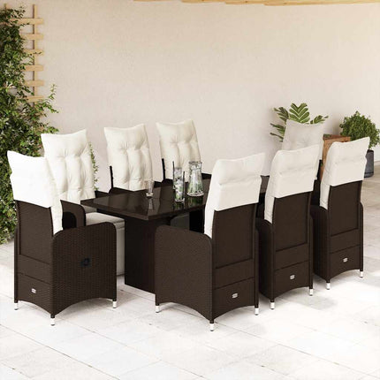 Caféset med dynor 9 delar konstrotting brun