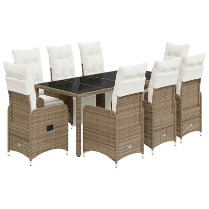 Caféset med dynor 9 delar konstrotting brun
