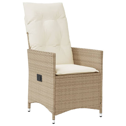 Caféset för trädgården 9 delar med dynor beige konstrotting
