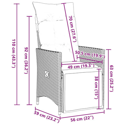 Caféset med dynor 9 delar konstrotting grå