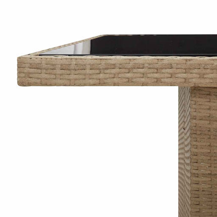 Matgrupp för trädgården med dynor 11 delar beige konstrotting