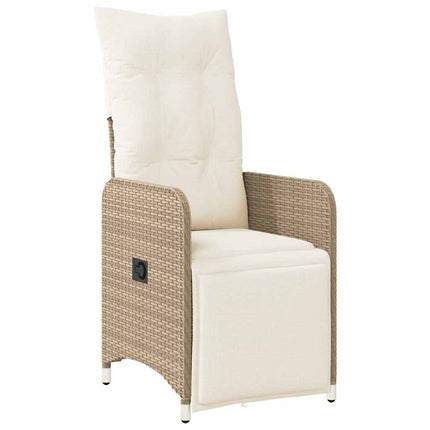 Matgrupp för trädgården med dynor 11 delar beige konstrotting